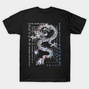 Traditional Japanese Dragon Vaporwave Retro Kanji Dreams 388 T-Shirt